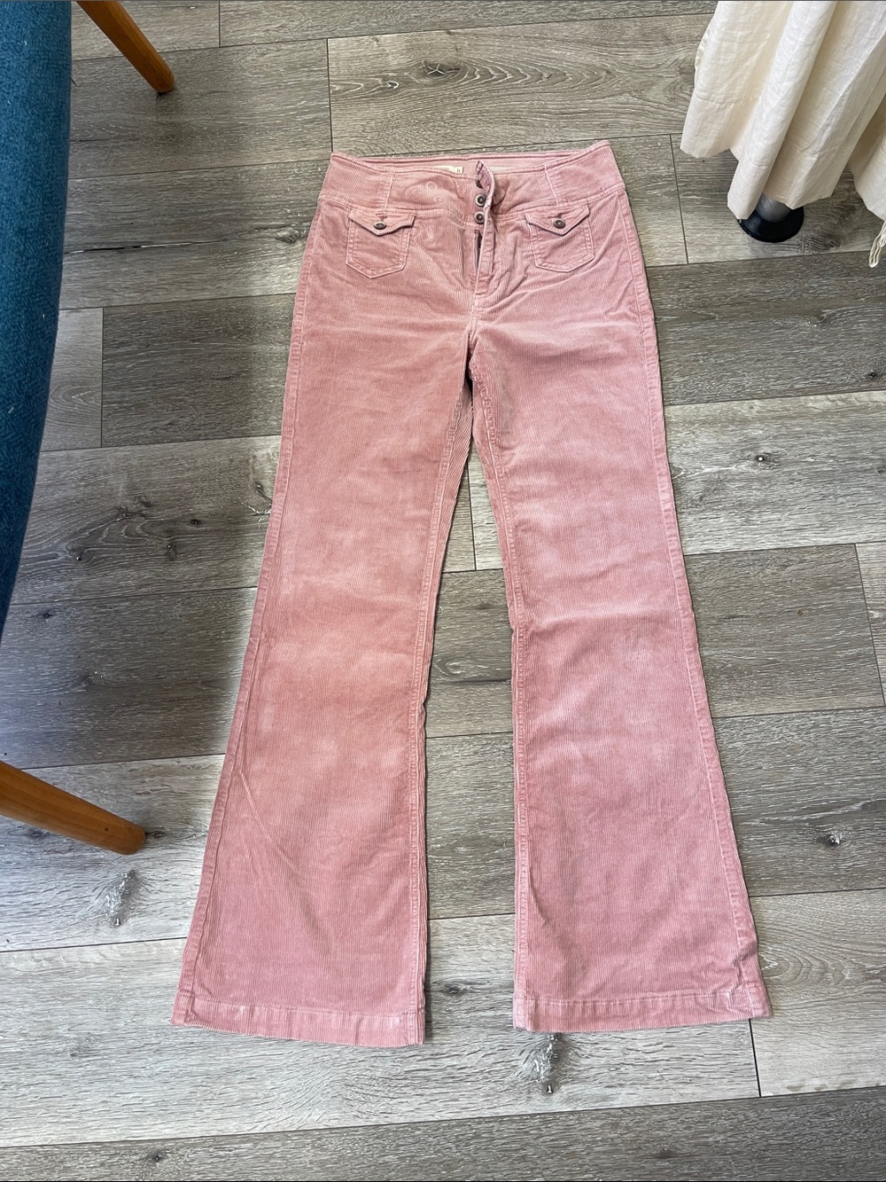Pilcro and the Letterpress Dusty Pink High-Rise Corduroy Flare